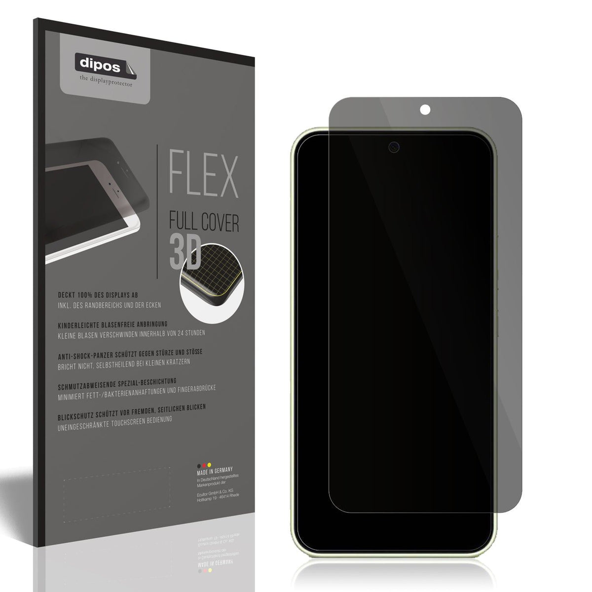 Blickschutzfolie von dipos passend für Samsung Galaxy A54, 100% Displayabdeckung und blasenfreie Montage