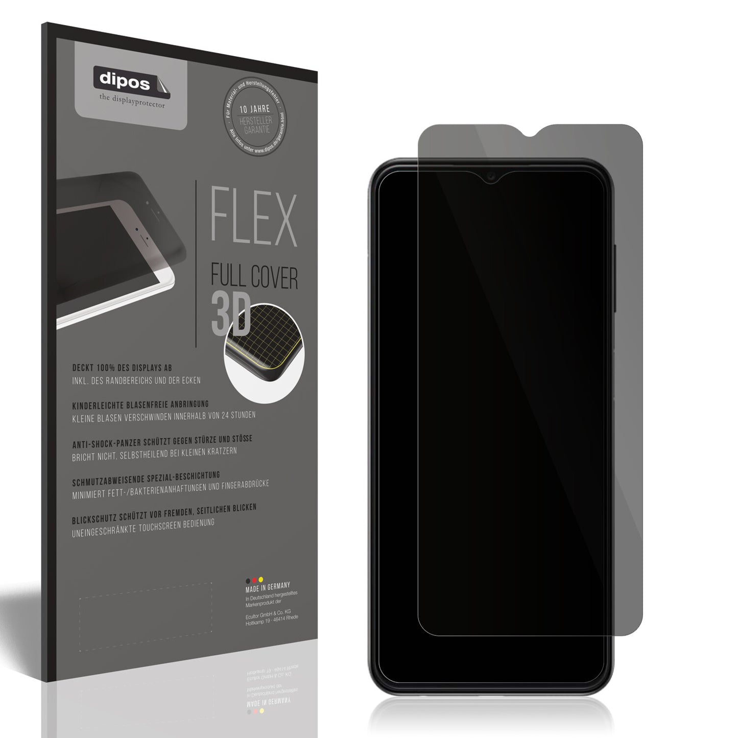 Blickschutzfolie von dipos passend für Samsung Galaxy F13, 100% Displayabdeckung und blasenfreie Montage