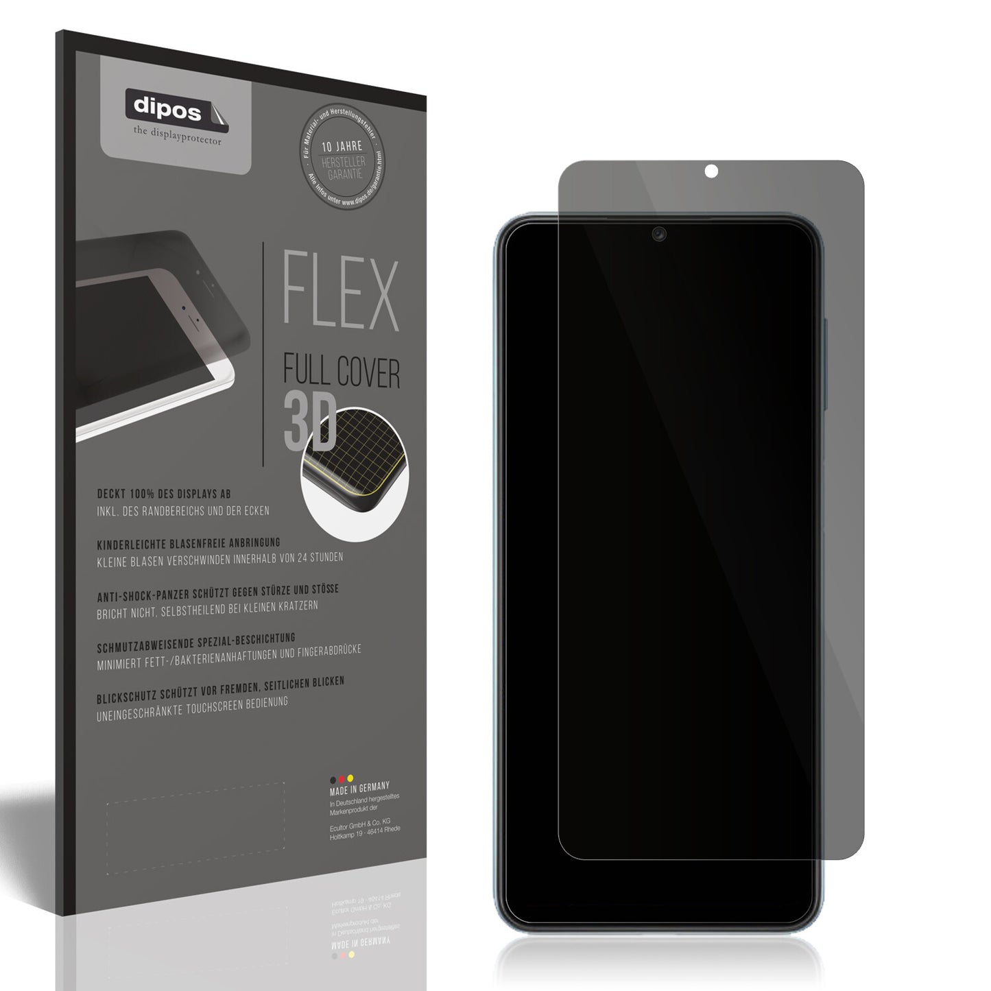 Blickschutzfolie von dipos passend für Samsung Galaxy M32 5G, 100% Displayabdeckung und blasenfreie Montage
