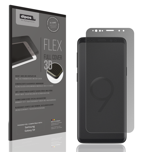 Blickschutzfolie von dipos passend für Samsung Galaxy S9, 100% Displayabdeckung und blasenfreie Montage