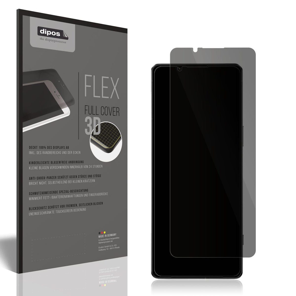 Blickschutzfolie von dipos passend für Sony Xperia 1 IV, 100% Displayabdeckung und blasenfreie Montage