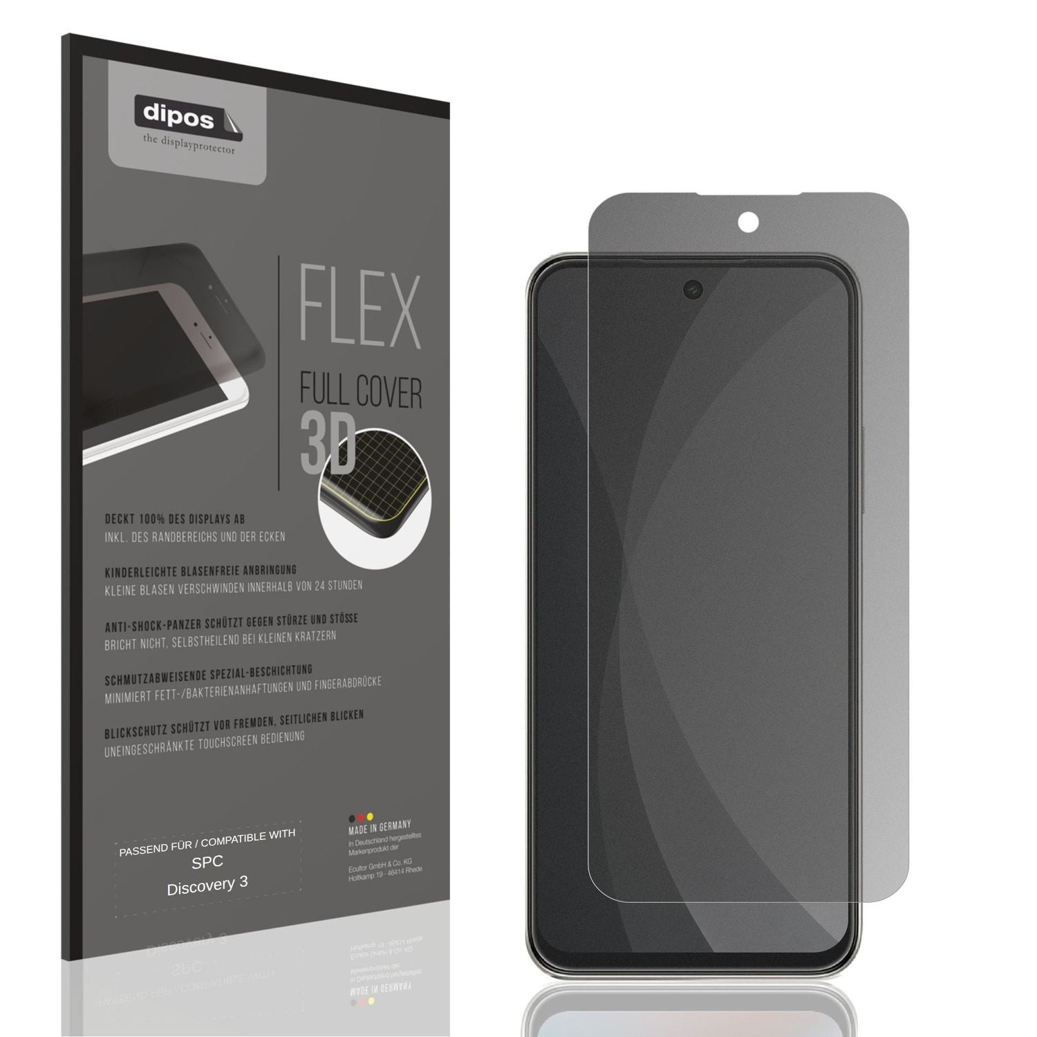 Blickschutzfolie von dipos passend für SPC Discovery 3, 100% Displayabdeckung und blasenfreie Montage