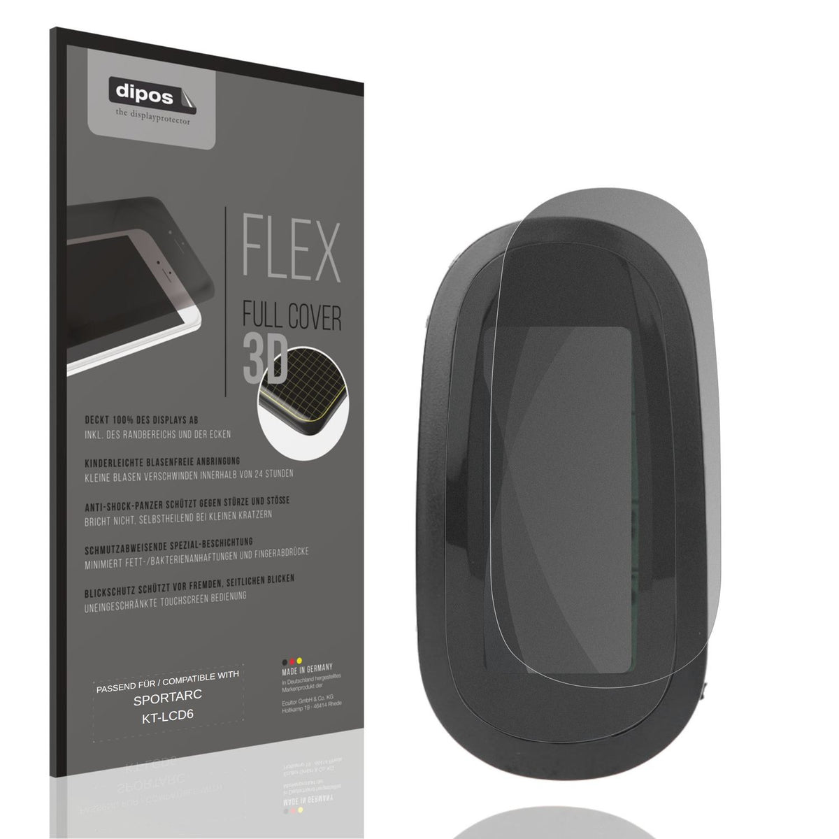 Blickschutzfolie von dipos passend für SPORTARC KT-LCD6, 100% Displayabdeckung und blasenfreie Montage