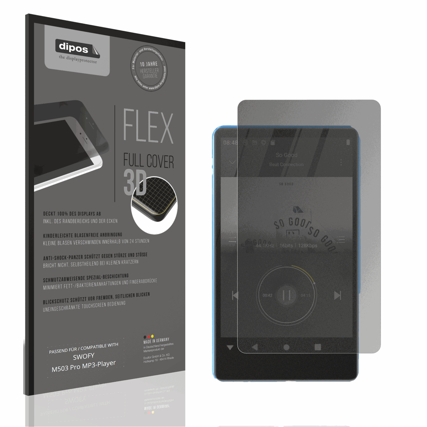Blickschutzfolie von dipos passend für SWOFY M503 Pro MP3-Player, 100% Displayabdeckung und blasenfreie Montage