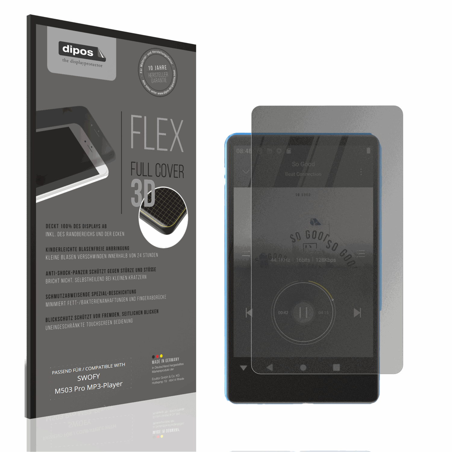 Blickschutzfolie von dipos passend für SWOFY M503 Pro MP3-Player, 100% Displayabdeckung und blasenfreie Montage