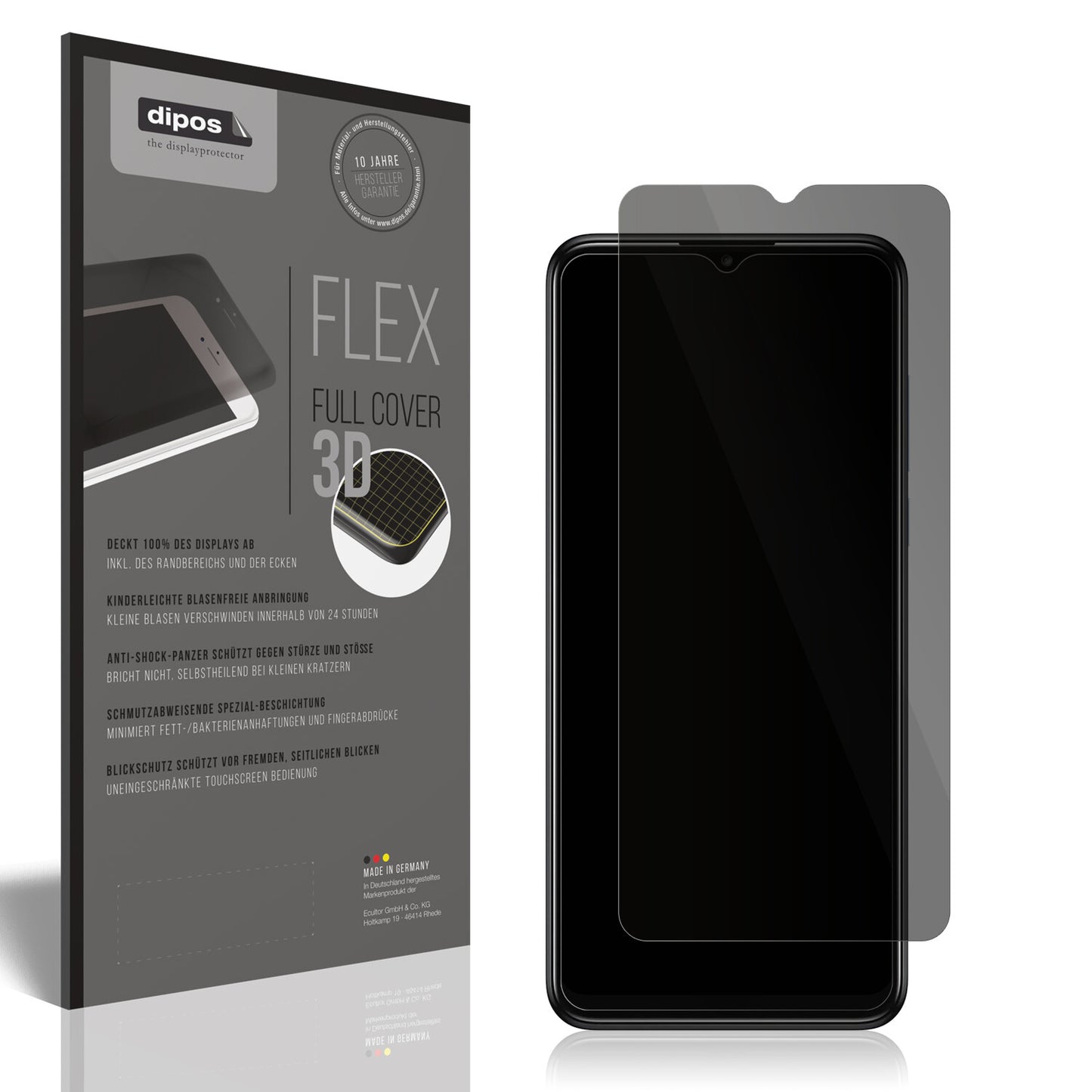 Blickschutzfolie von dipos passend für TCL 30e, 100% Displayabdeckung und blasenfreie Montage