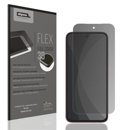 Blickschutzfolie von dipos passend für Tecno Spark 50 4G, 100% Displayabdeckung und blasenfreie Montage