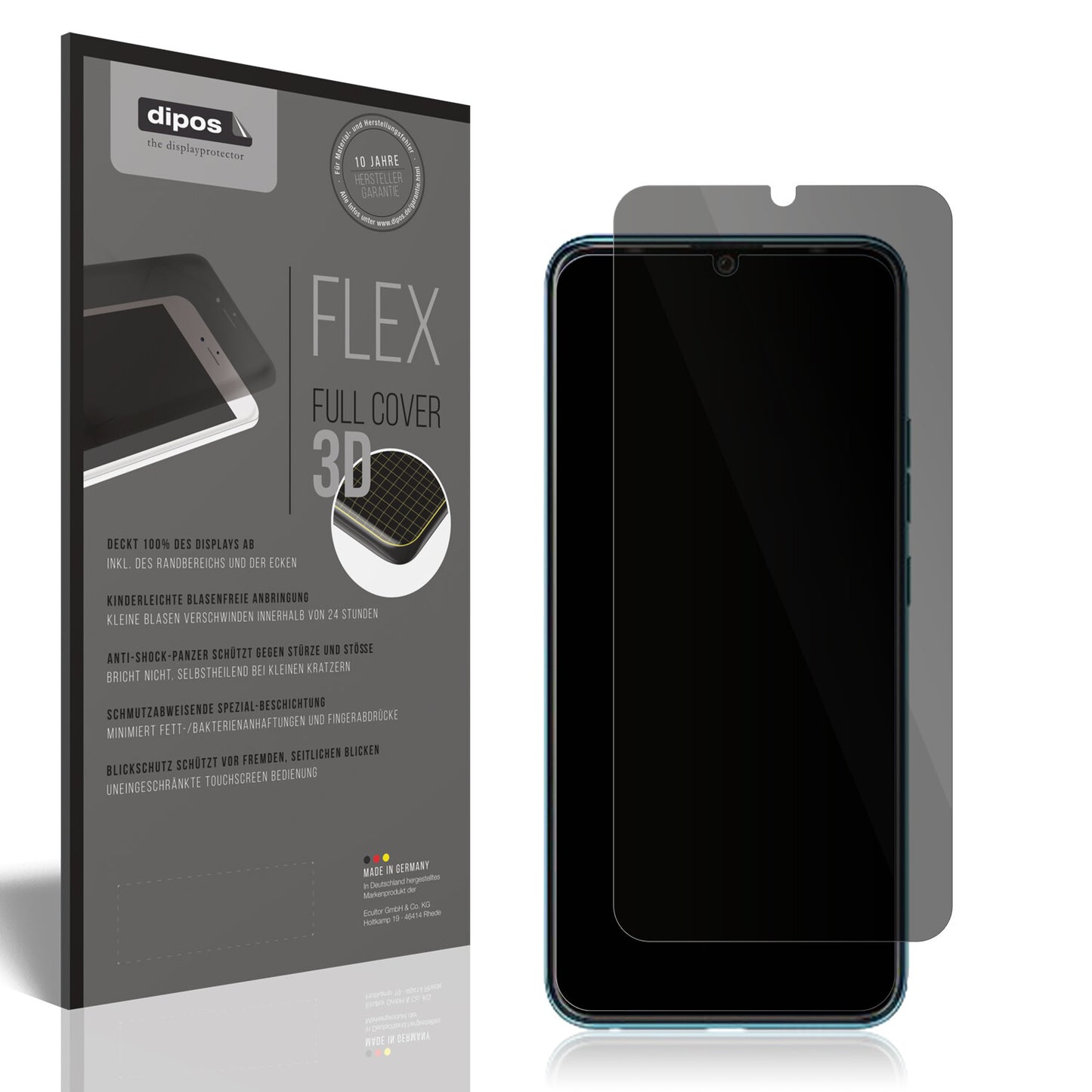 Blickschutzfolie von dipos passend für Tecno Spark 9, 100% Displayabdeckung und blasenfreie Montage