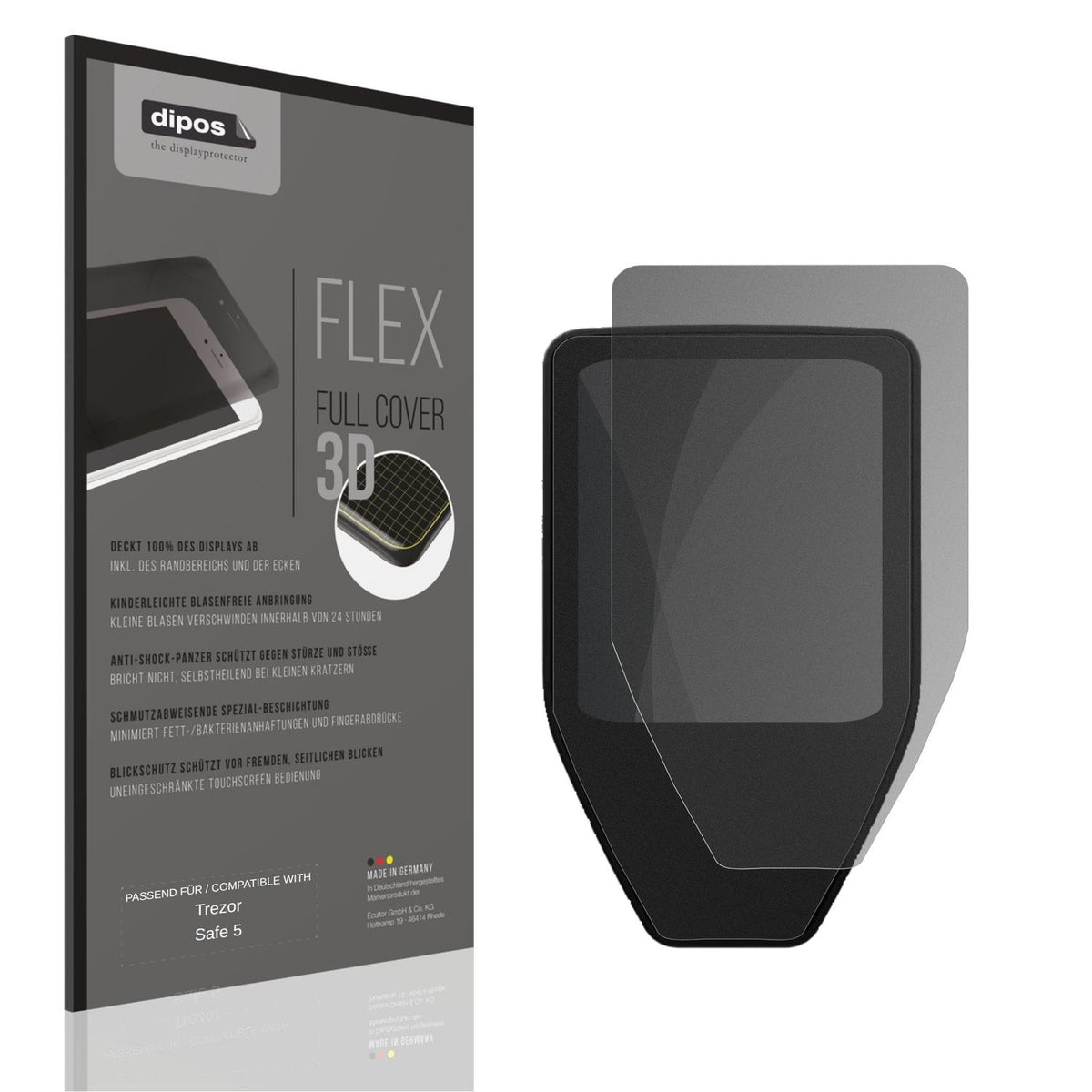 Blickschutzfolie von dipos passend für Trezor Safe 5, 100% Displayabdeckung und blasenfreie Montage
