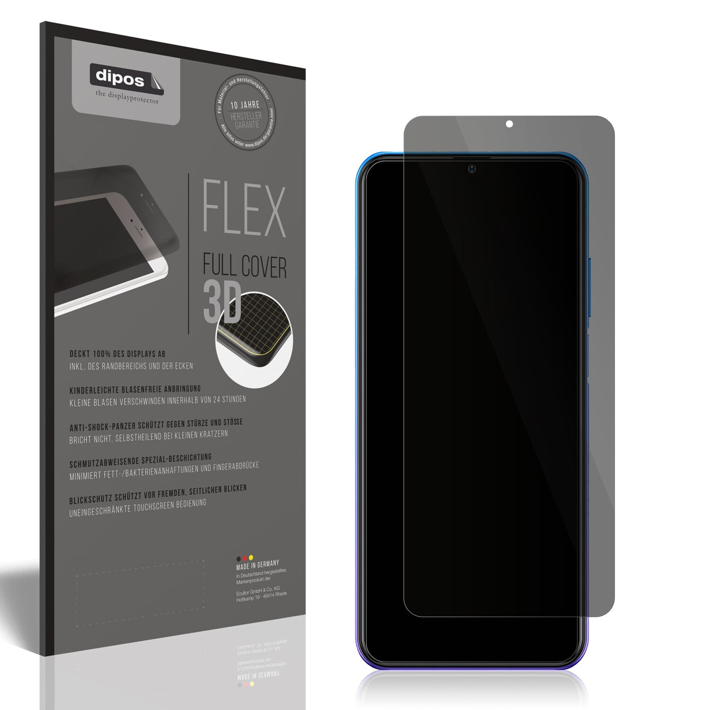 Blickschutzfolie von dipos passend für Ulefone Note 12P, 100% Displayabdeckung und blasenfreie Montage