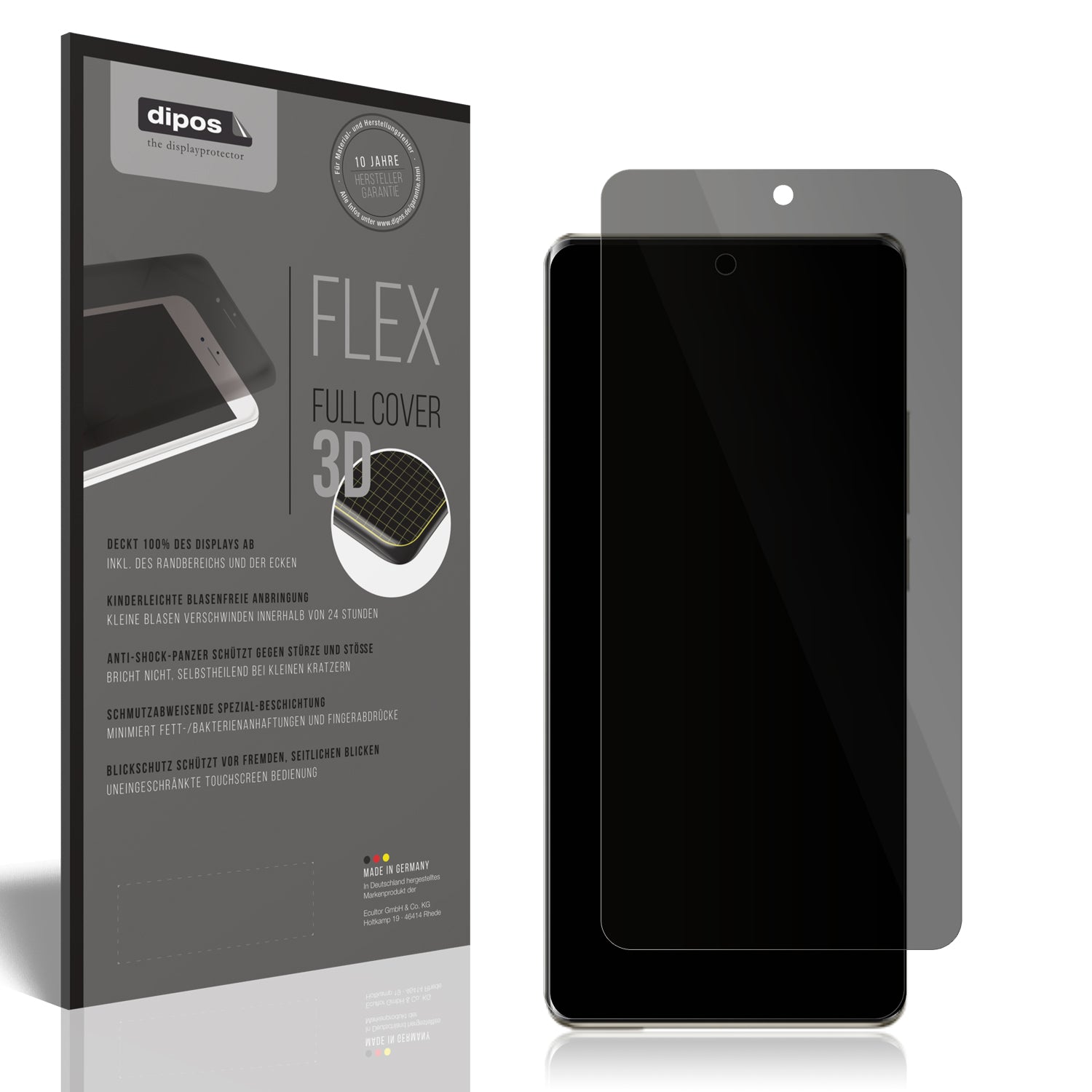 Blickschutzfolie von dipos passend für Ulefone Note 17 Pro, 100% Displayabdeckung und blasenfreie Montage