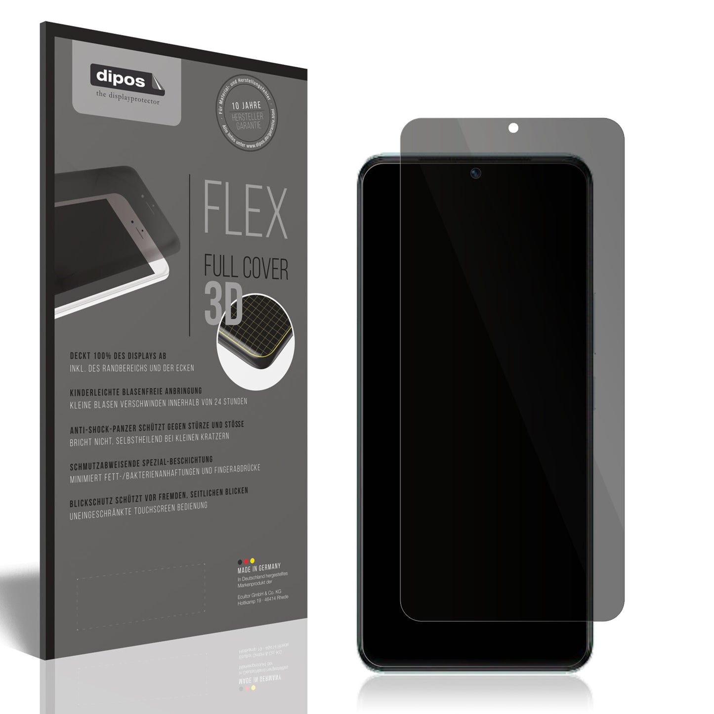 Blickschutzfolie von dipos passend für Vivo T1 Pro 5G, 100% Displayabdeckung und blasenfreie Montage