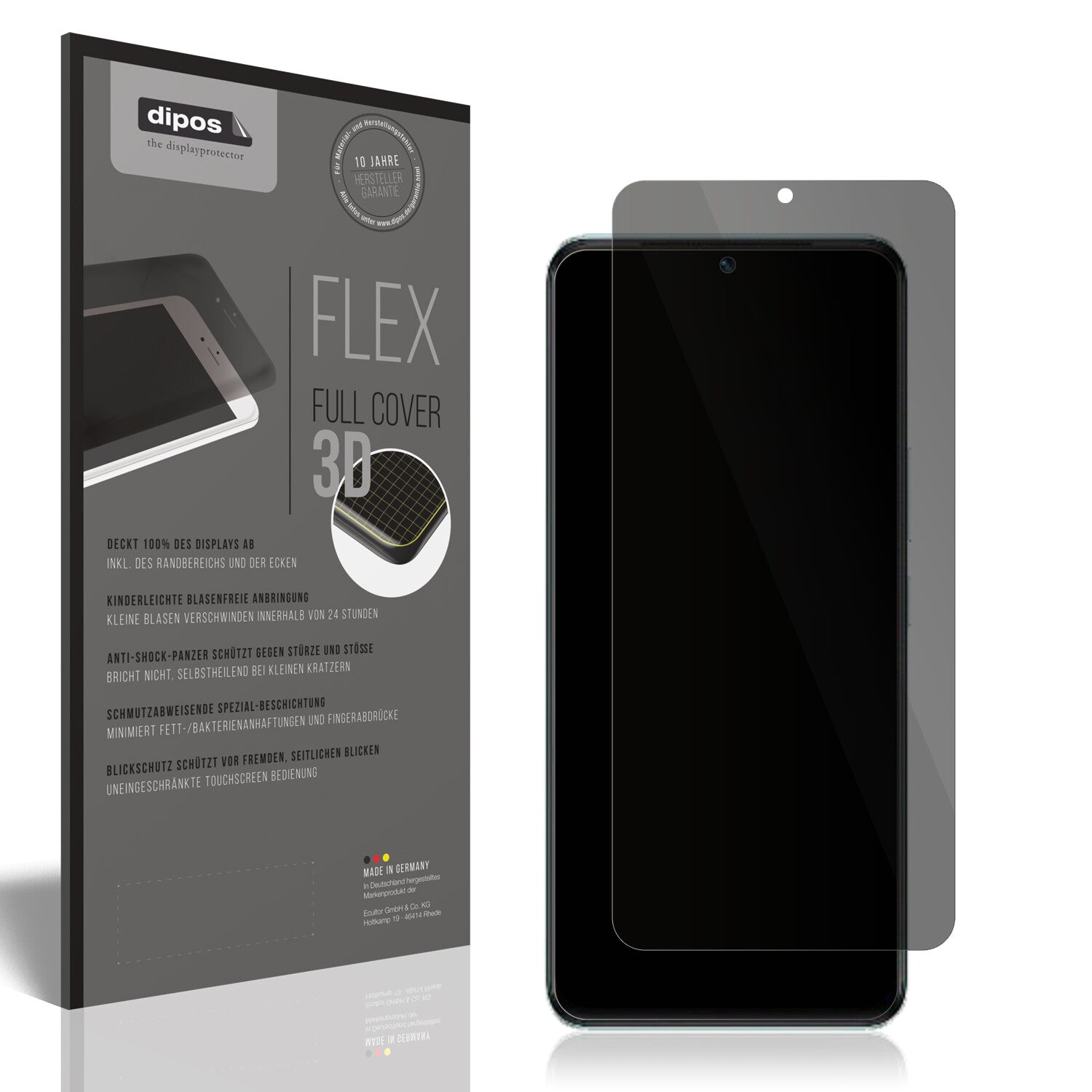 Blickschutzfolie von dipos passend für Vivo T1 Pro 5G, 100% Displayabdeckung und blasenfreie Montage
