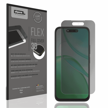 Blickschutzfolie von dipos passend für Vivo T5x, 100% Displayabdeckung und blasenfreie Montage