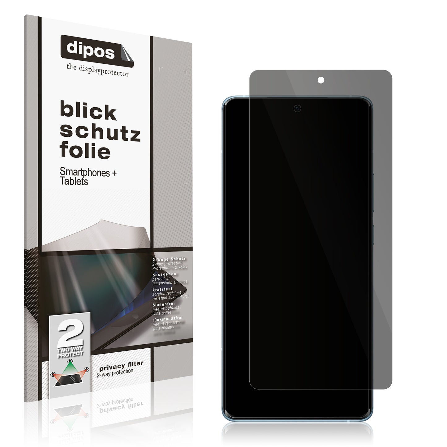 Blickschutzfolie von dipos passend für Vivo X60, 100% Displayabdeckung und blasenfreie Montage