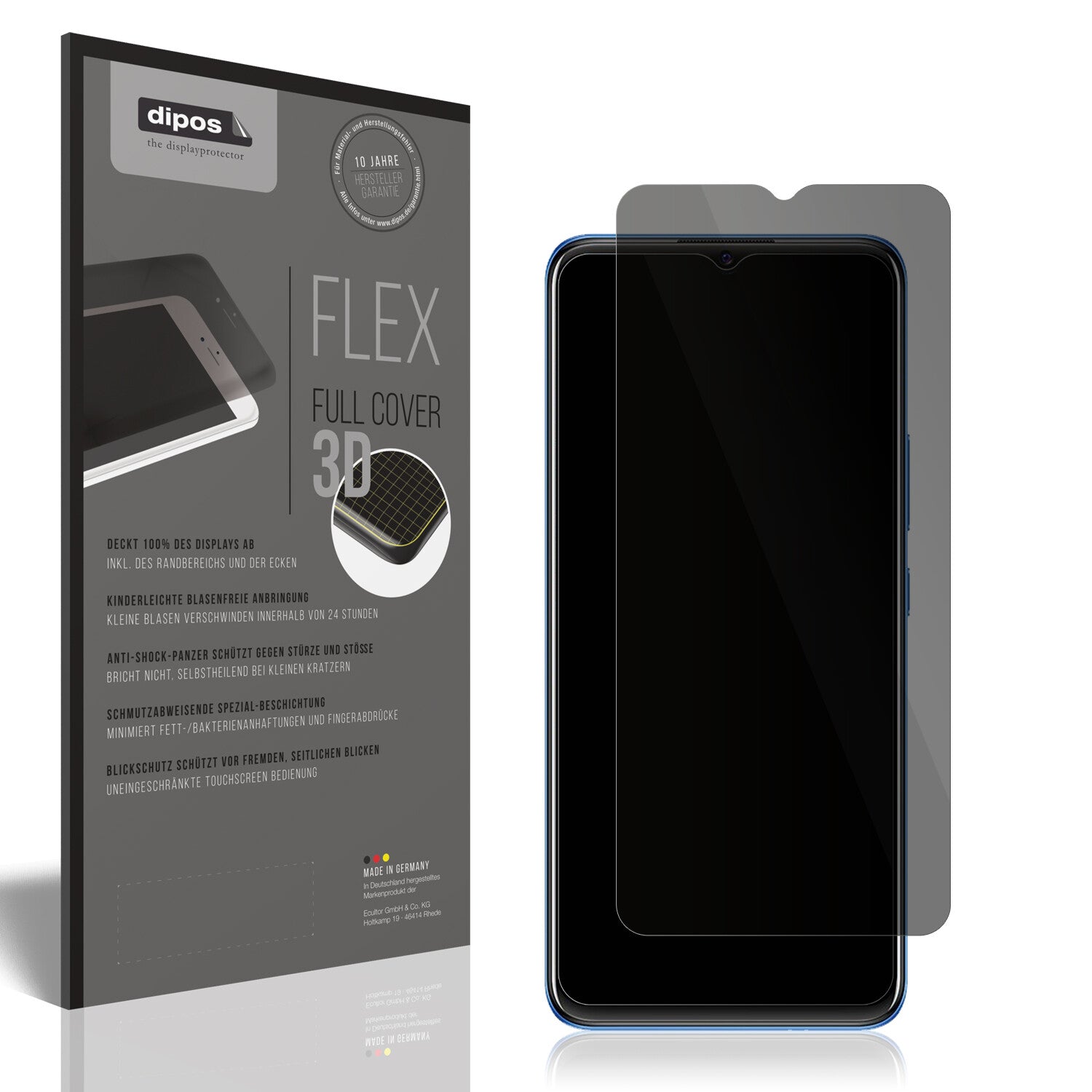 Blickschutzfolie von dipos passend für Vivo Y01, 100% Displayabdeckung und blasenfreie Montage