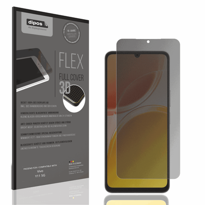 Blickschutzfolie von dipos passend für Vivo Y11 5G, 100% Displayabdeckung und blasenfreie Montage