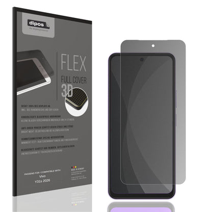 Blickschutzfolie von dipos passend für Vivo Y31s 2026, 100% Displayabdeckung und blasenfreie Montage