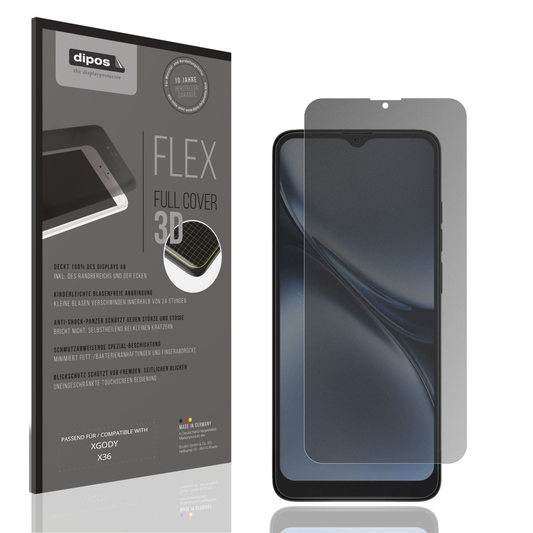 Blickschutzfolie von dipos passend für XGODY X36, 100% Displayabdeckung und blasenfreie Montage