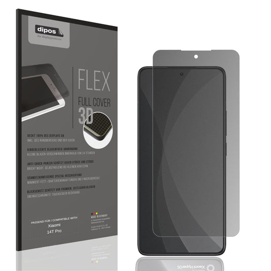 Blickschutzfolie von dipos passend für Xiaomi 14T Pro, 100% Displayabdeckung und blasenfreie Montage