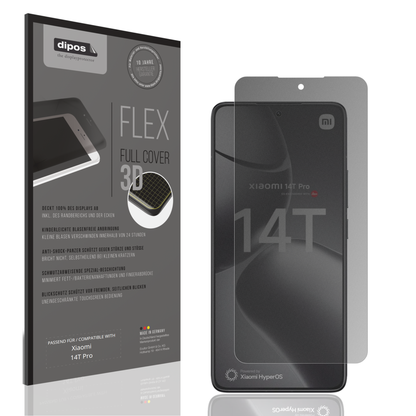 Blickschutzfolie von dipos passend für Xiaomi 14T Pro, 100% Displayabdeckung und blasenfreie Montage