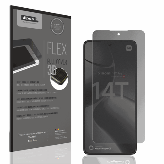 Blickschutzfolie von dipos passend für Xiaomi 14T Pro, 100% Displayabdeckung und blasenfreie Montage