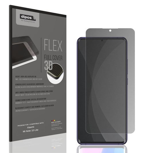 Blickschutzfolie von dipos passend für Xiaomi Mi Note 10 Lite, 100% Displayabdeckung und blasenfreie Montage