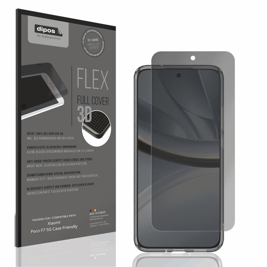 Blickschutzfolie von dipos passend f�r Xiaomi Poco F7 5G Case Friendly, 100% Displayabdeckung und blasenfreie Montage