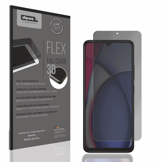 Blickschutzfolie von dipos passend für Xiaomi Redmi A3 Pro, 100% Displayabdeckung und blasenfreie Montage