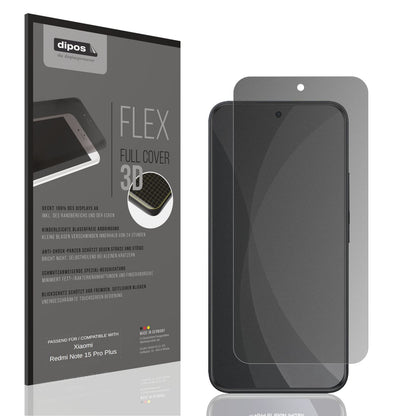 Blickschutzfolie von dipos passend für Xiaomi Redmi Note 15 Pro Plus, 100% Displayabdeckung und blasenfreie Montage