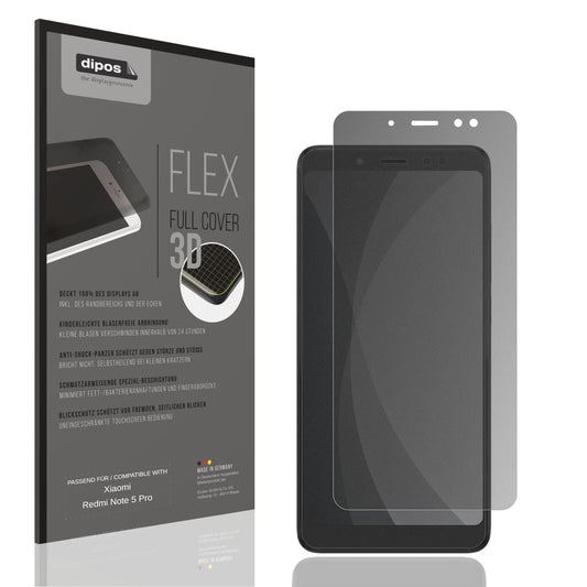 Blickschutzfolie von dipos passend für Xiaomi Redmi Note 5 Pro, 100% Displayabdeckung und blasenfreie Montage
