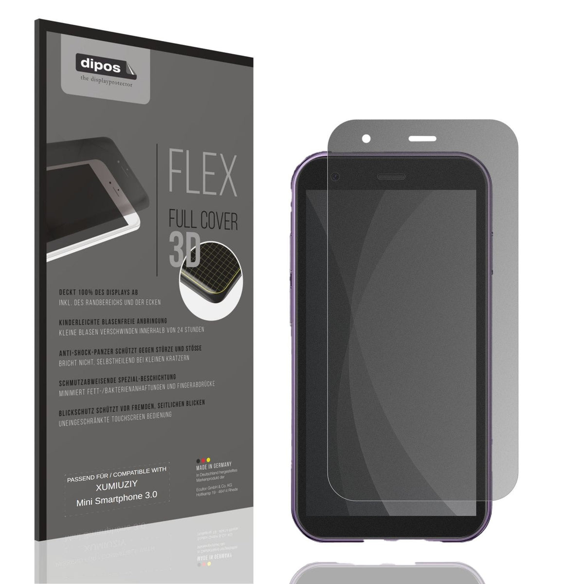 Blickschutzfolie von dipos passend für XUMIUZIY Mini Smartphone 3.0, 100% Displayabdeckung und blasenfreie Montage