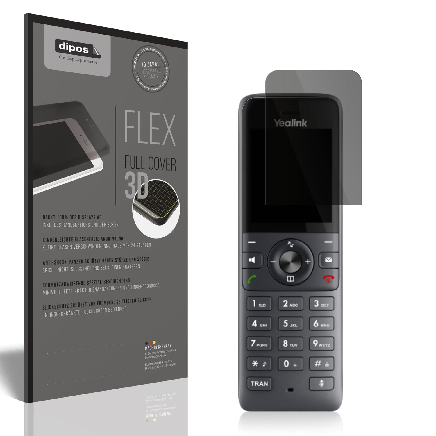 Blickschutzfolie von dipos passend für Yealink W71H Dect, 100% Displayabdeckung und blasenfreie Montage
