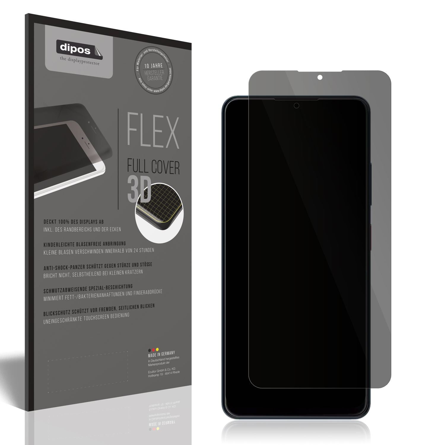 Blickschutzfolie von dipos passend für ZTE Blade A76, 100% Displayabdeckung und blasenfreie Montage