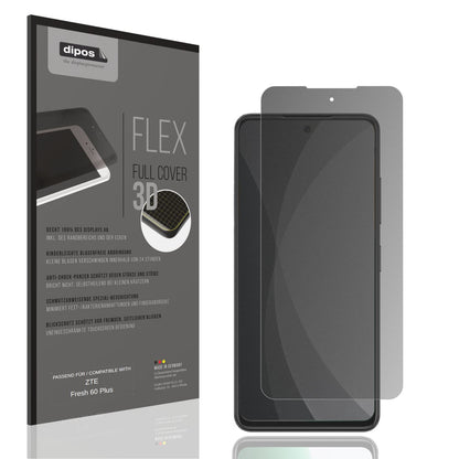 Blickschutzfolie von dipos passend für ZTE Fresh 60 Plus, 100% Displayabdeckung und blasenfreie Montage