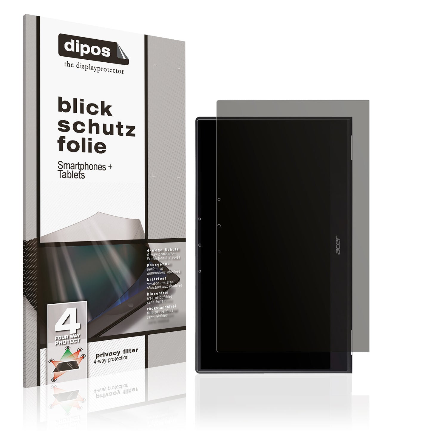 Blickschutzfolie von dipos passend für Acer Chromebook Spin 314, präziser Zuschnitt und blasenfrei montiert