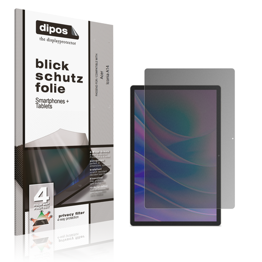 Blickschutzfolie von dipos passend für Acer Iconia A14, präziser Zuschnitt und blasenfrei montiert