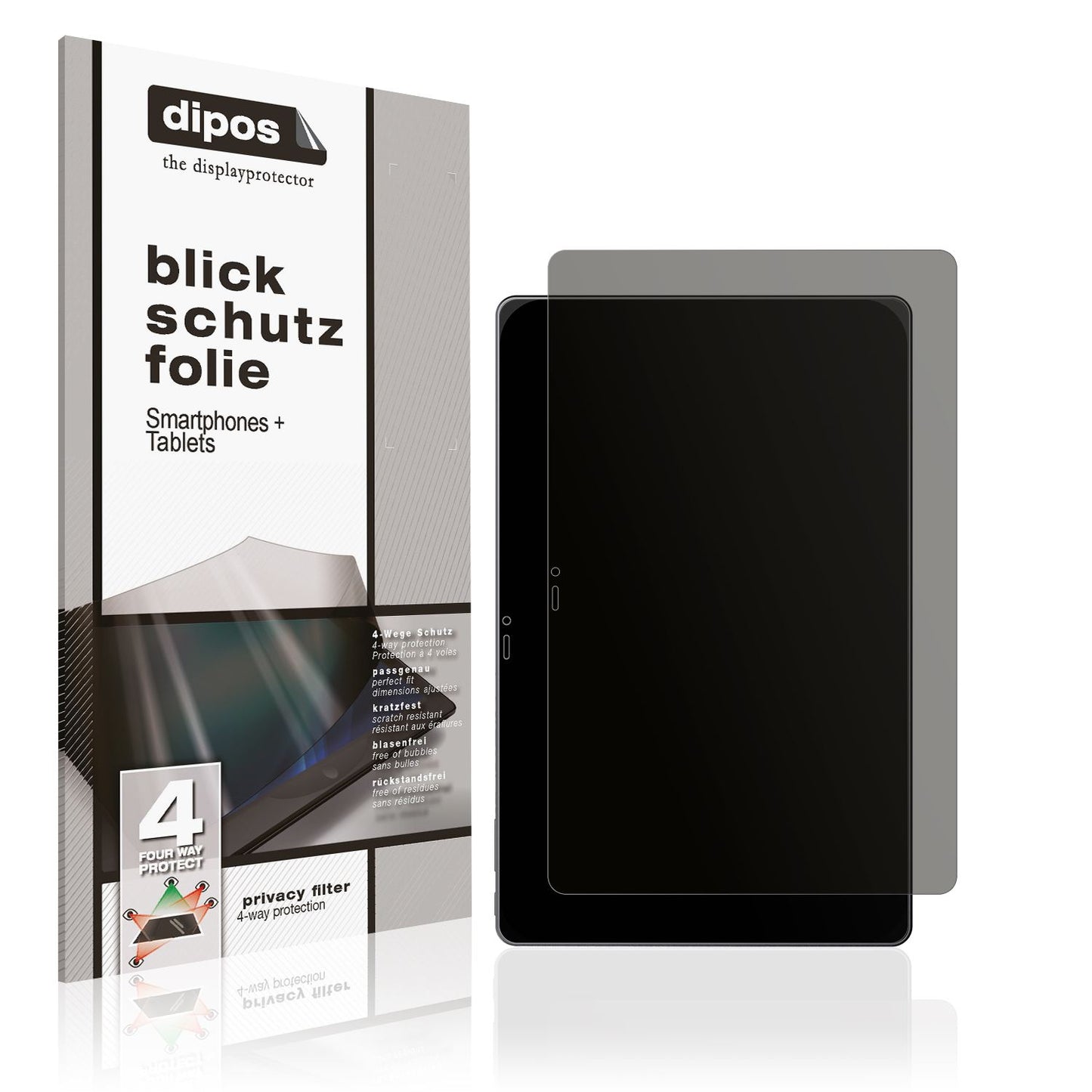 Blickschutzfolie von dipos passend für Acer Iconia Tab P11, präziser Zuschnitt und blasenfrei montiert