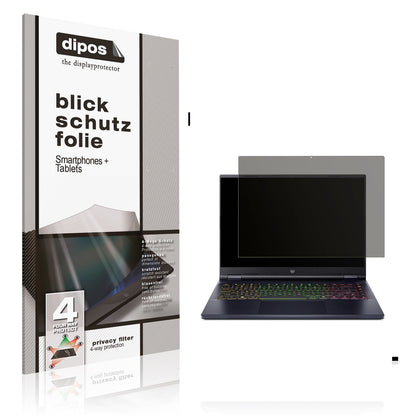 Blickschutzfolie von dipos passend für Acer Predator Helios Neo 14 AI, präziser Zuschnitt und blasenfrei montiert
