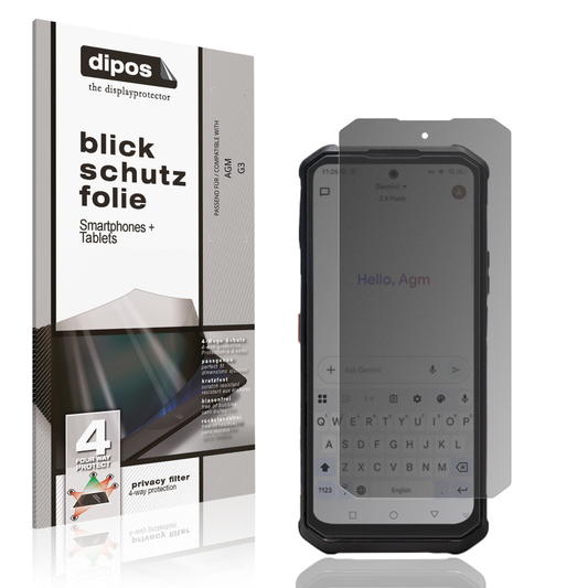 Blickschutzfolie von dipos passend für AGM G3, präziser Zuschnitt und blasenfrei montiert