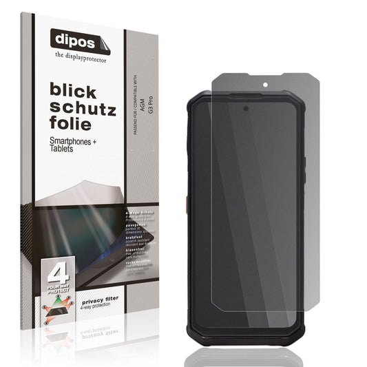 Blickschutzfolie von dipos passend für AGM G3 Pro, präziser Zuschnitt und blasenfrei montiert