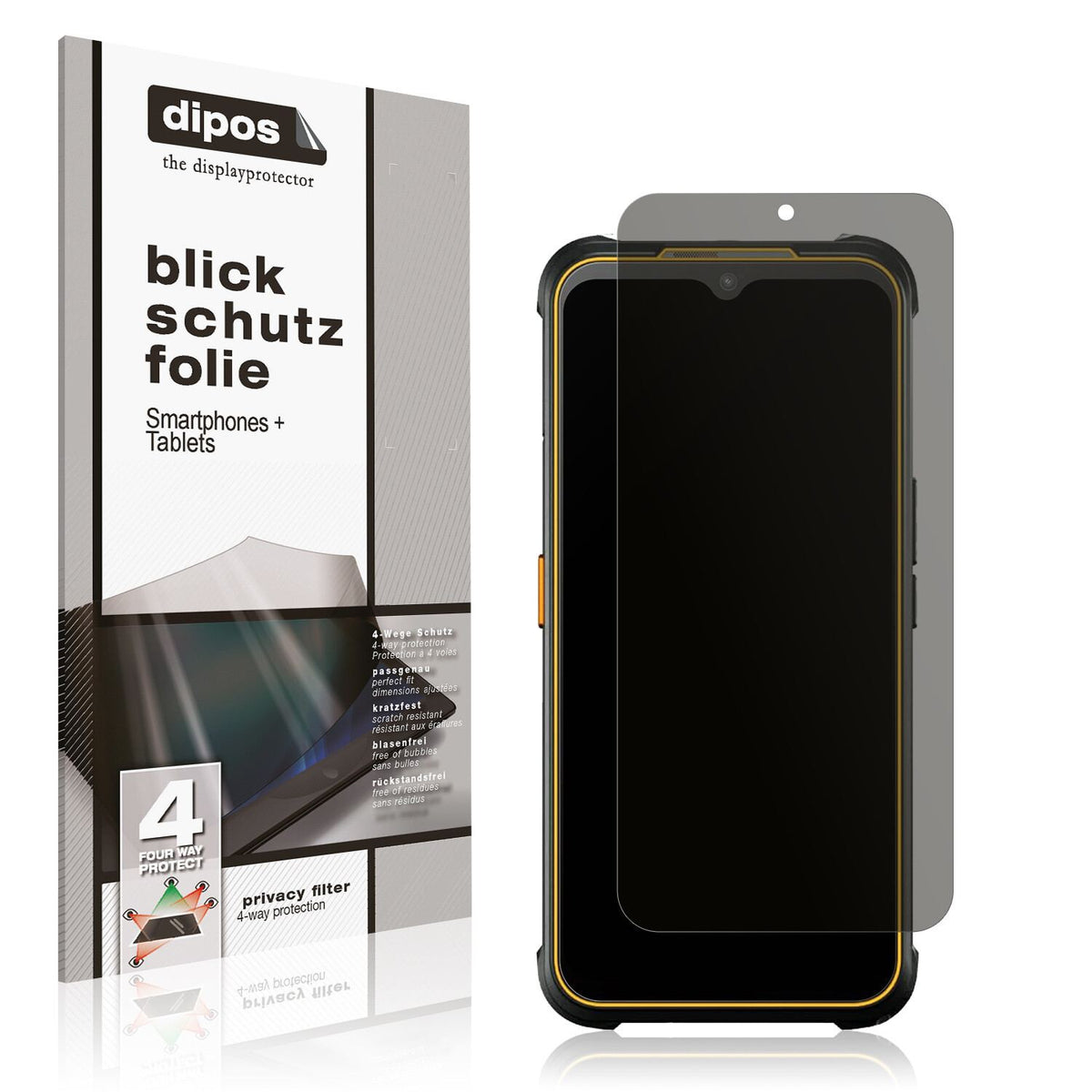 Blickschutzfolie von dipos passend für AGM Glory G1S, präziser Zuschnitt und blasenfrei montiert