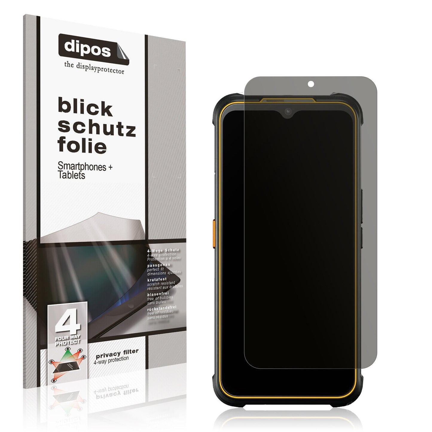 Blickschutzfolie von dipos passend für AGM Glory G1S, präziser Zuschnitt und blasenfrei montiert