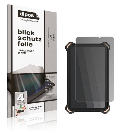 Blickschutzfolie von dipos passend für AGM Pad P3, präziser Zuschnitt und blasenfrei montiert