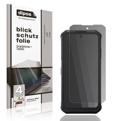 Blickschutzfolie von dipos passend für AGM X7 Pro, präziser Zuschnitt und blasenfrei montiert
