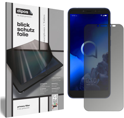 Blickschutzfolie von dipos passend für Alcatel 1S, präziser Zuschnitt und blasenfrei montiert