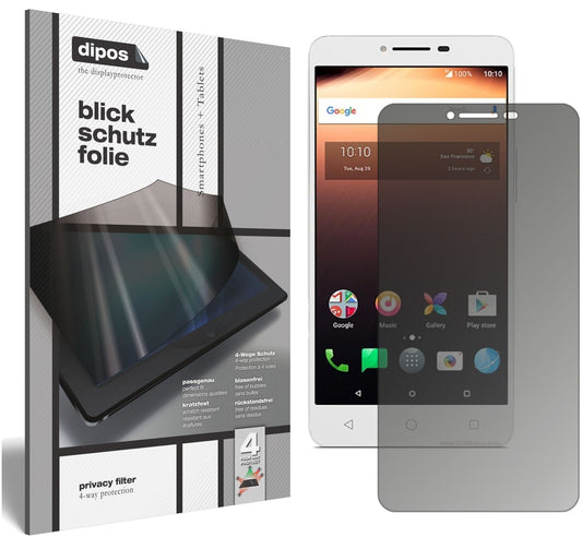 Blickschutzfolie von dipos passend für Alcatel A3 XL, präziser Zuschnitt und blasenfrei montiert