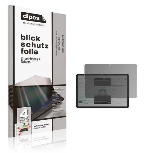 Blickschutzfolie von dipos passend für ALLDOCUBE iPlay 70 Max Pro, präziser Zuschnitt und blasenfrei montiert
