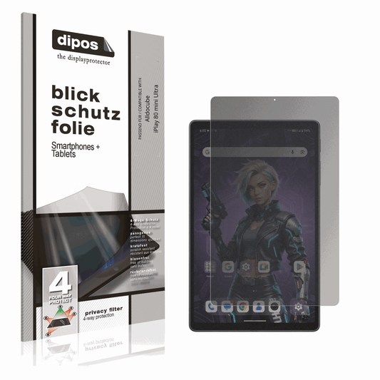 Blickschutzfolie von dipos passend für Alldocube iPlay 80 mini Ultra, präziser Zuschnitt und blasenfrei montiert