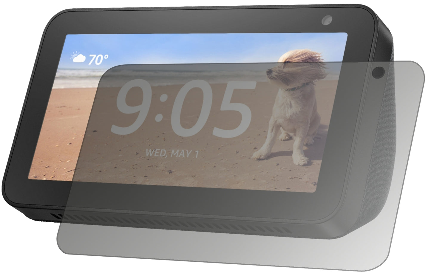 Blickschutzfolie von dipos passend für Amazon Echo Show 5, präziser Zuschnitt und blasenfrei montiert
